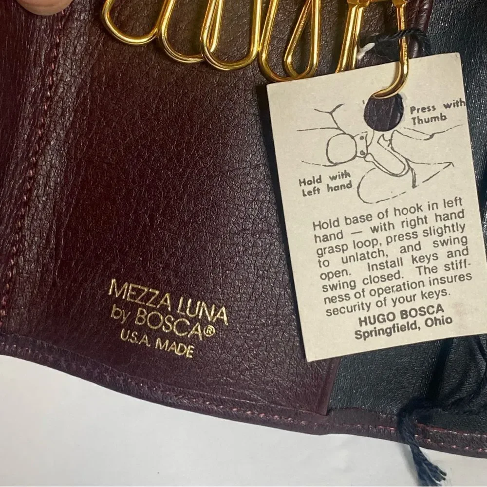 Bosca Mezza Luna Burgundy Leather Key Holder New Without Tags
